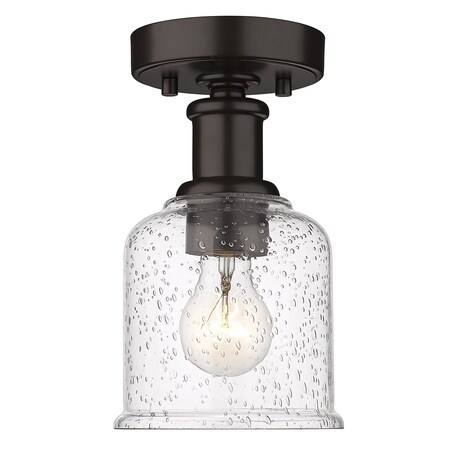 Z-Lite Bryant 1 Light Flush Mount, Bronze And Clear Seedy 734F1-BRZ